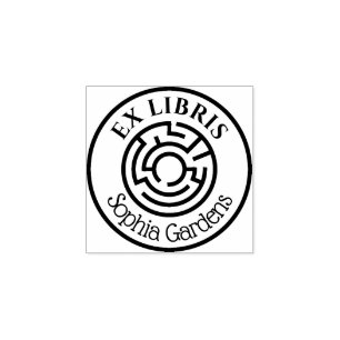 Round Ex Libris Labyrinth 02 Rubber Stamp