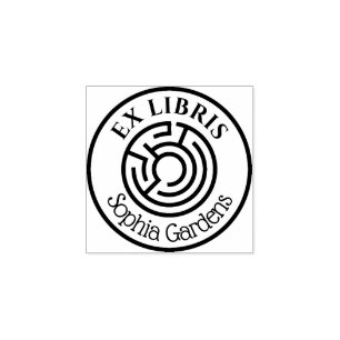 Round  Ex Libris Labyrinth 03 Rubber Stamp