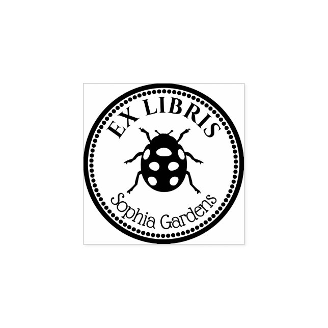 Round Ex Libris - Ladybird Rubber Stamp (Imprint)