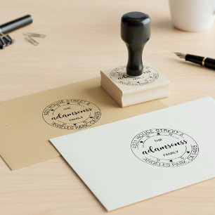 Round Family Name Seal   Create Return Address Rubber Stamp