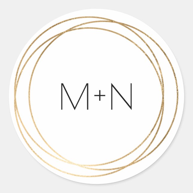 Round Faux Gold frame monogram envelope seals (Front)