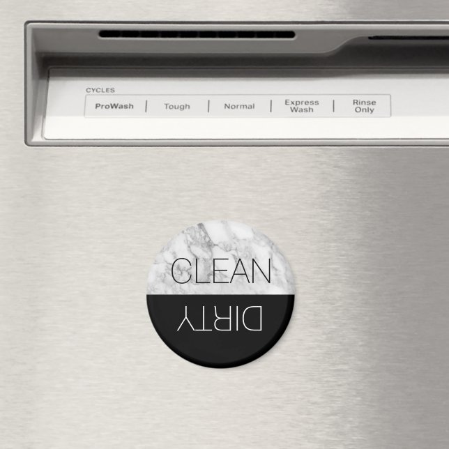 Round Faux Marble Clean Dirty Dishwasher Magnet (In Situ (Dishwasher))