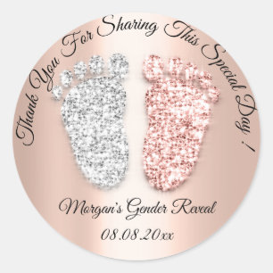 Round Feet Baby Shower Thank Gender Reveal Party  Classic Round Sticker