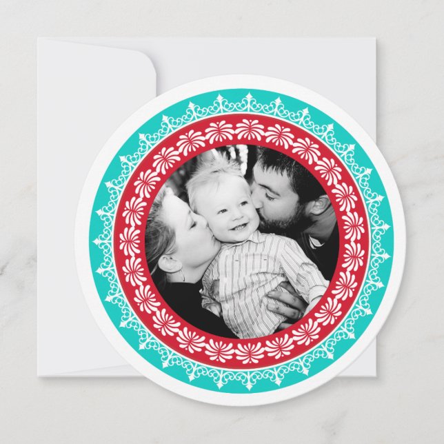 Round Festive Holiday Photo Cards (Front)