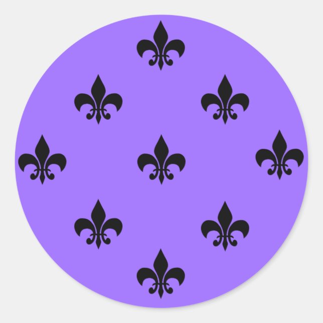 Round Fleur de Lis Stickers BLACK (Front)