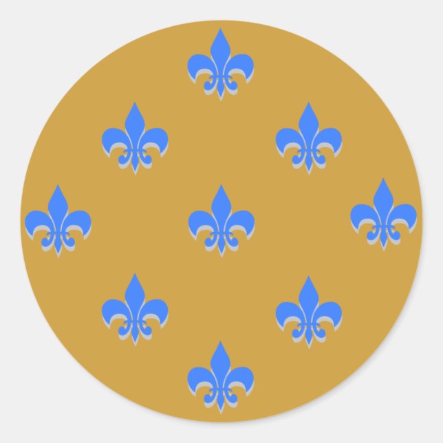 Round Fleur de Lis Stickers Brilliant BLUE (Front)