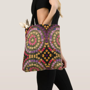 Round Floral Pattern Shoulder Tote Bag
