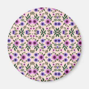 Round floral trivet with a vibrant pattern magnet