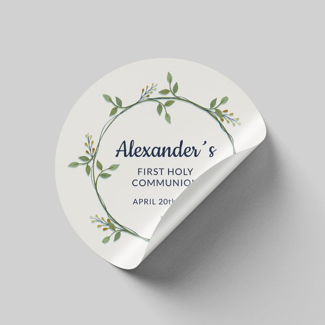 Round Floral Wreath Sticker – Custom Communion (Creator Uploaded)