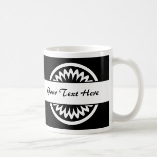 Round Flower - Black Coffee Mug