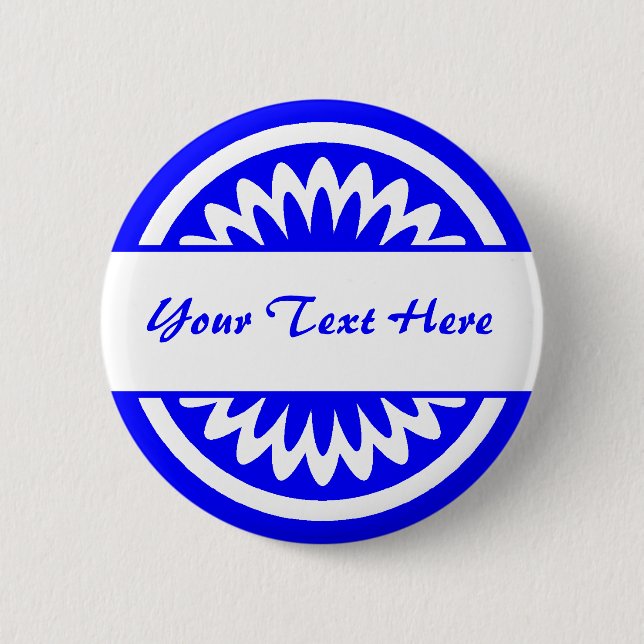 Round Flower - Blue 6 Cm Round Badge (Front)