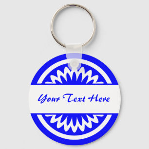 Round Flower - Blue Key Ring