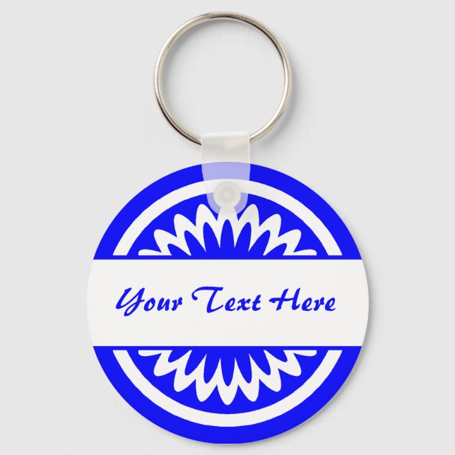 Round Flower - Blue Key Ring (Front)