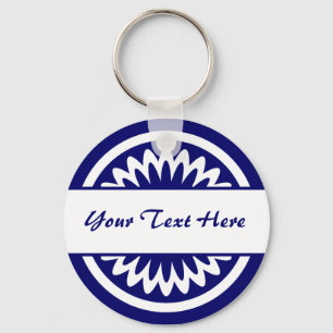 Round Flower - Dark Blue Key Ring