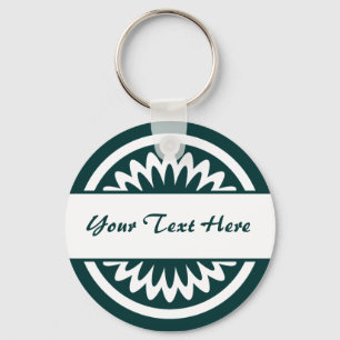 Round Flower - Dark Green Key Ring