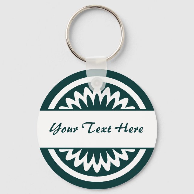 Round Flower - Dark Green Key Ring (Front)