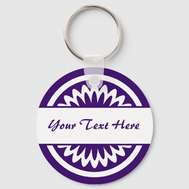 Round Flower - Deep Purple Key Ring (Front)