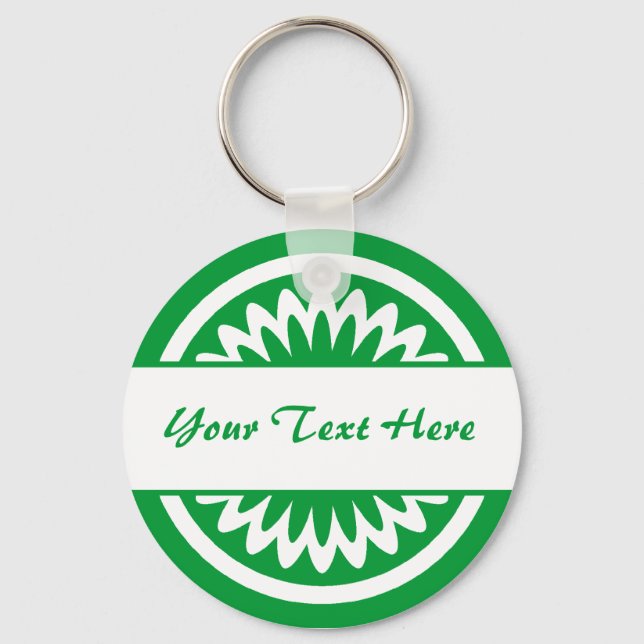 Round Flower - Grass Green Key Ring (Front)