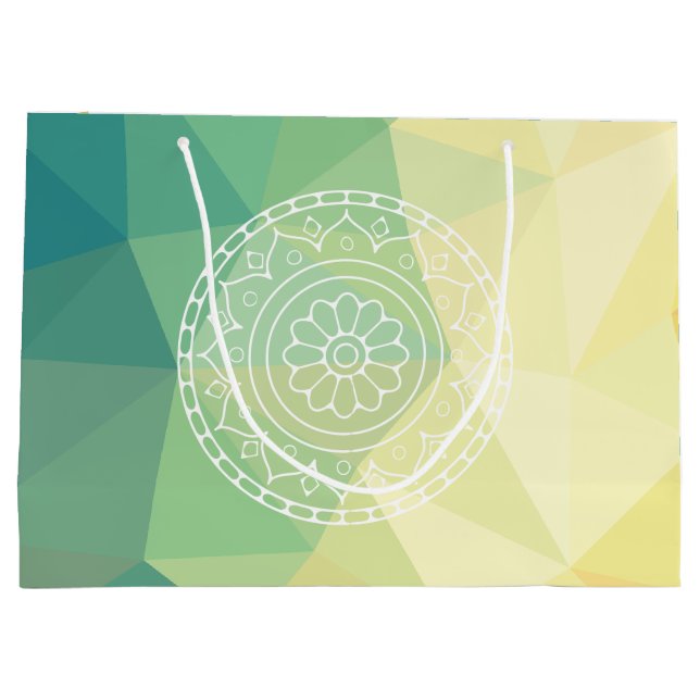 Round flower mandala boho design large gift bag (Back)