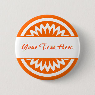 Round Flower - Orange 6 Cm Round Badge