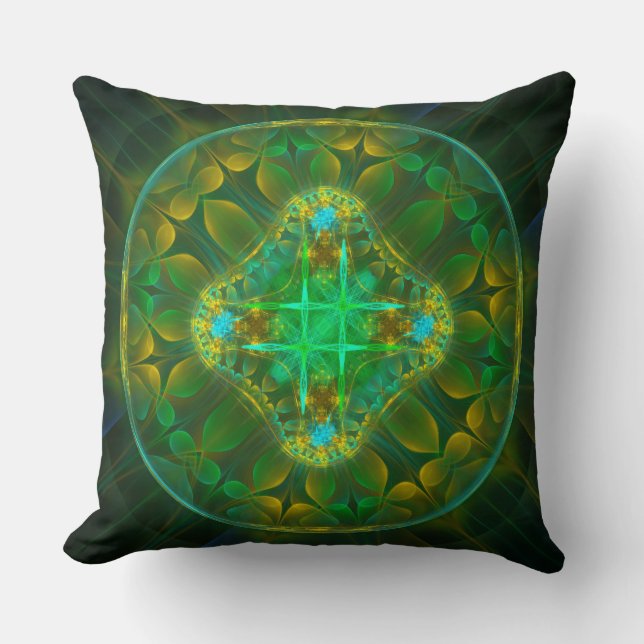 Round fractal fairy ornament cushion (Front)