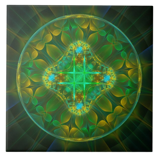 Round fractal fairy ornament tile (Front)