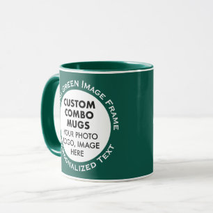 Round Frame 2 Photo Text Hunter Green Custom Combo Mug