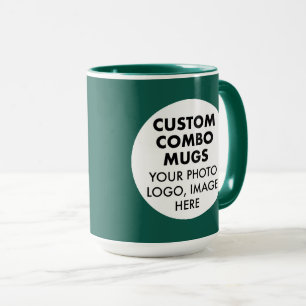 Round Frame 2x Photo Logo Large Green Custom Combo Mug