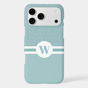 Round frame customisable monogram light blue flora