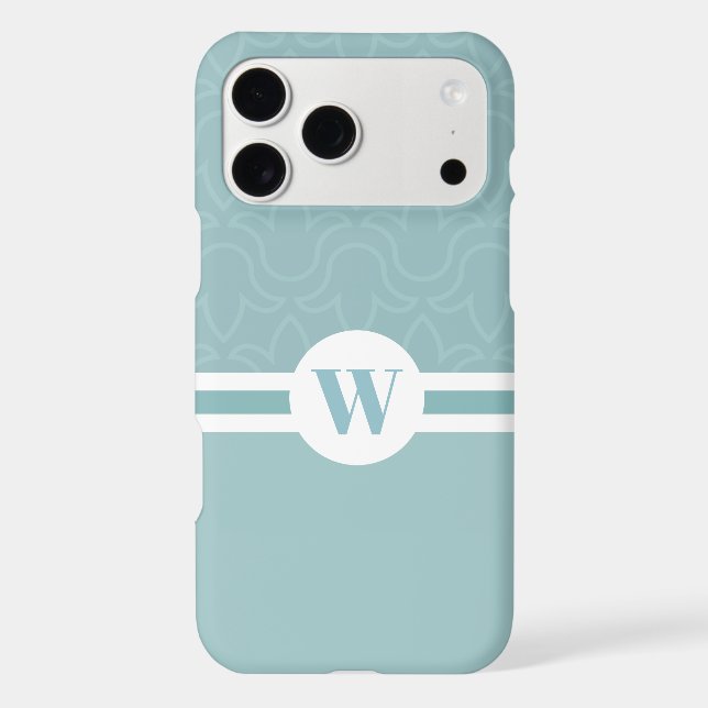 Round frame customisable monogram light blue flora (Back)