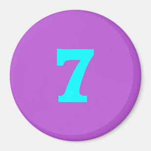 Round Fridge Magnet – Number 7 – Turquoise/Vio