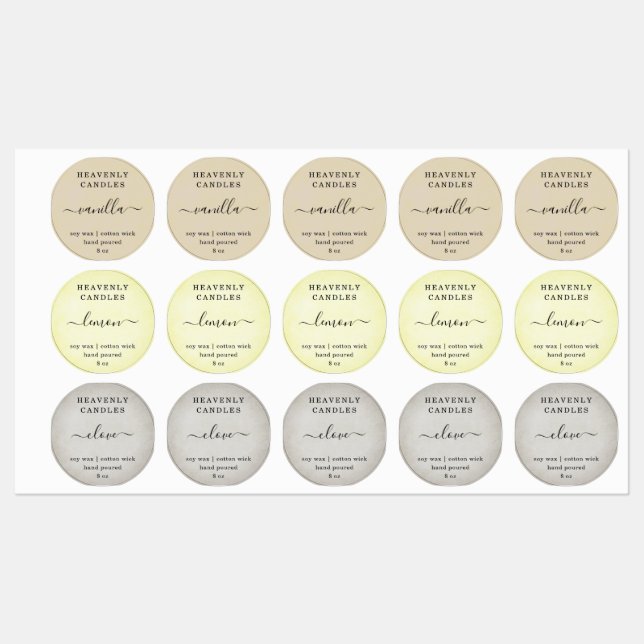 Round -- FULLY EDITABLE Candle Sticker Labels (Sheet)