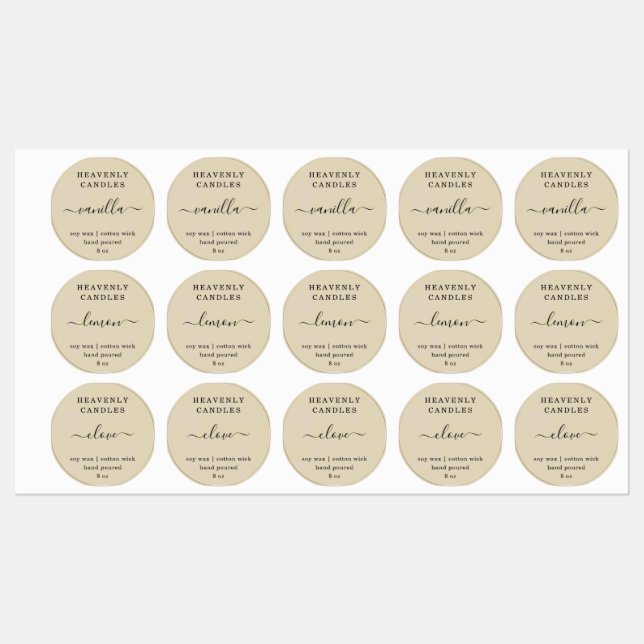 Round -- FULLY EDITABLE Candle Sticker Labels (Sheet)