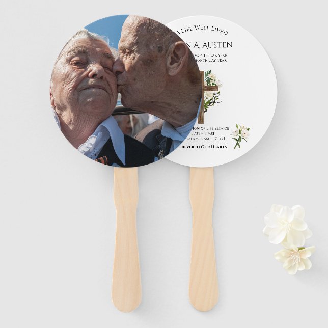 Round Funeral Program Fan Custom Memorial Keepsake (Front and Back)