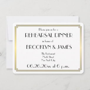 Round Gatsby Art Deco Wedding Rehearsal Invitation
