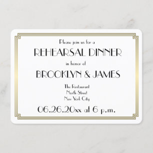 Round Gatsby Art Deco Wedding Rehearsal Invitation