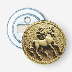 Round Gold Unicorn Coin, Bottle Opener