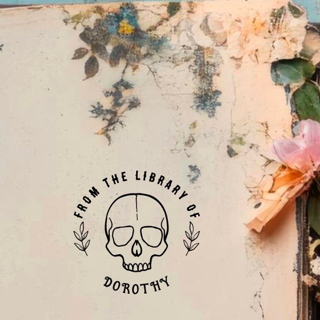 Round Gothic Skull Custom Book Self-inking Stamp (Creator Uploaded)