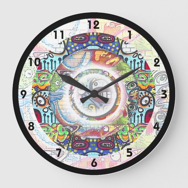 Round Grafitti Wall Clock (Front)