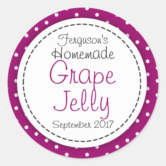 Round Grape jelly / jam purple jar food label (Front)