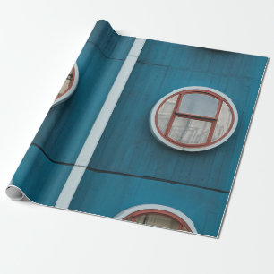 Round gray glass windows close-up photo wrapping paper