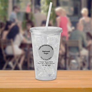 Round Grey Business Branding on Acrylic Tumbler