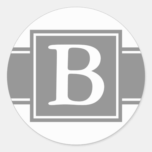 Round Grey Envelope Seals with Monogram (Front)
