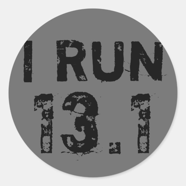Round Grey I Run 13.1 Sticker (Front)
