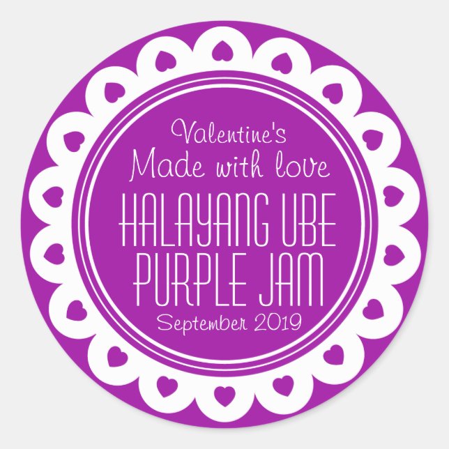 Round halayang ube or purple jam jar food label (Front)