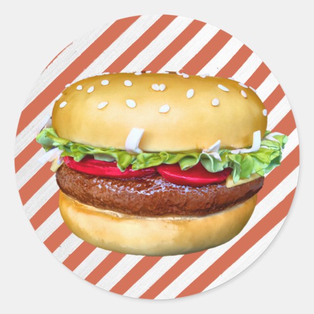 Round Hamburger Cake Classic Round Sticker (Front)