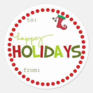 Round Happy Holiday Gift Stickers