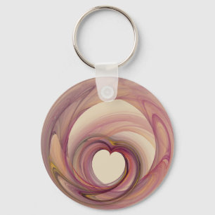 Round Heart Fractal Key Ring