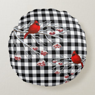 Round Holiday Pillow-Cardinals Cushion