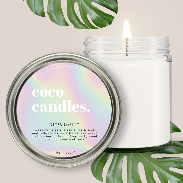 Round Holographic Modern Candle Label (Creator Uploaded)